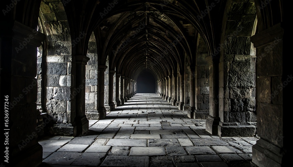 Obraz premium Dark, arched corridor