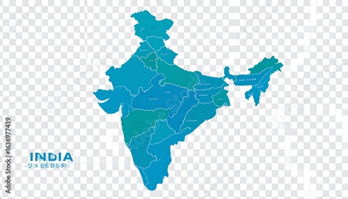 India map, regions highlighted