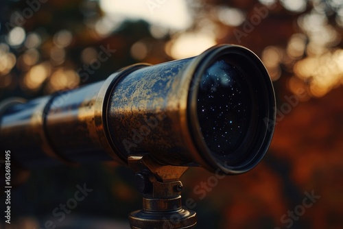 Wallpaper Mural A vintage telescope pointed towards the cosmos, revealing a sky full of distant stars and celestial bodies. Torontodigital.ca