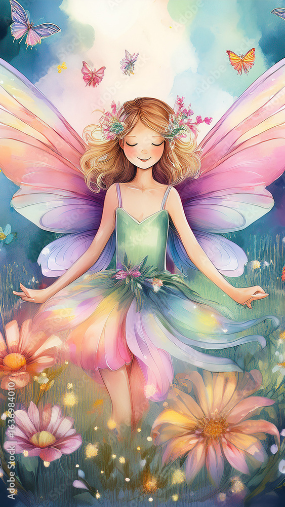 Fairy with Blonde hair in Whimsical Fairy Garden Fairy with Blonde hair in Whimsical Fairy Garden