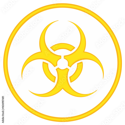 Bright Yellow Biohazard Symbol Danger Warning Icon Circle Emblem