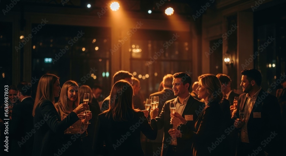 custom made wallpaper toronto digitalBusiness networking event, dimly lit