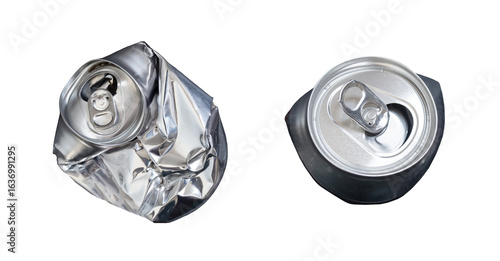 2 crushed aluminum cans on a transparent background PNG