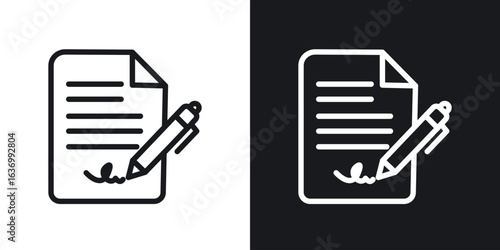 signature file vector icon. Design graphic in outline style illustration.