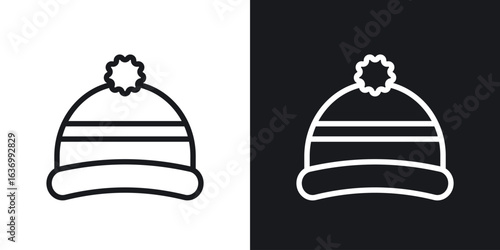 Winter hat vector icon. Design graphic in outline style illustration.