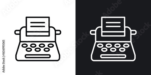 Typewriter vector icon. Design graphic in outline style illustration.