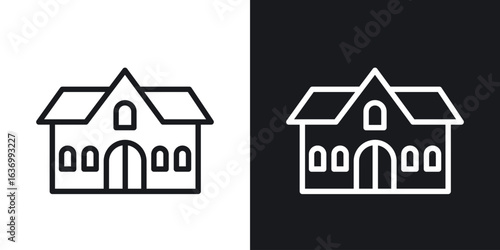 Train station building vector icon. Design graphic in outline style illustration.