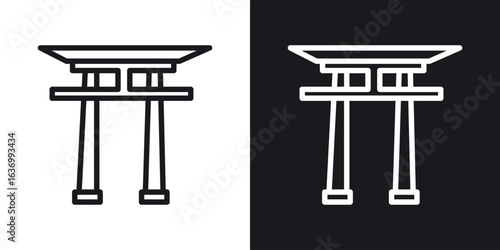 Torii gate vector icon. Design graphic in outline style illustration.