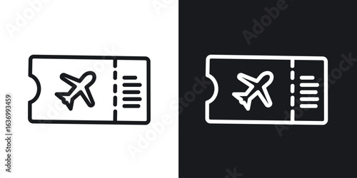 Ticket airline vector icon. Design graphic in outline style illustration.