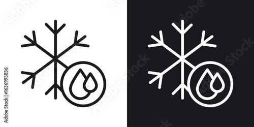 Snowflake droplets vector icon. Design graphic in outline style illustration.