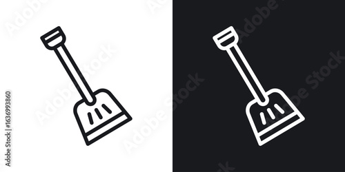 Snow shovel vector icon. Design graphic in outline style illustration.