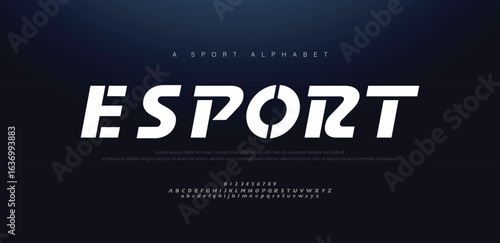 Esport modern italic alphabet fonts and number. Typography, abstract technology, fashion, digital, future creative logo font. vector illustration
