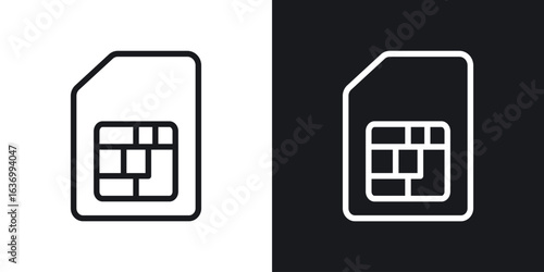 Sim card vector icon. Design graphic in outline style illustration.