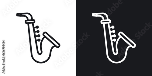 Saxophone vector icon. Design graphic in outline style illustration.