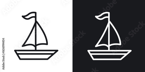 Sailboat vector icon. Design graphic in outline style illustration.
