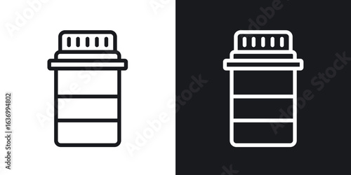 Prescription bottle vector icon. Design graphic in outline style illustration.
