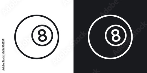 Pool 8 ball vector icon. Design graphic in outline style illustration.
