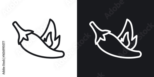 Pepper hot vector icon. Design graphic in outline style illustration.