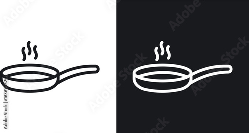 Pan frying vector icon. Design graphic in outline style illustration.