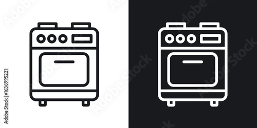 Oven vector icon. Design graphic in outline style illustration.