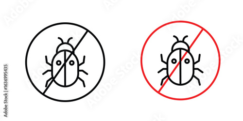 No Bug vector icon. Design graphic in outline style illustration.