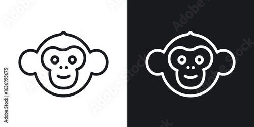 Monkey vector icon. Design graphic in outline style illustration.