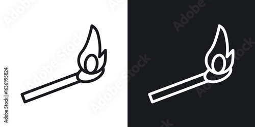 Match fire vector icon. Design graphic in outline style illustration.
