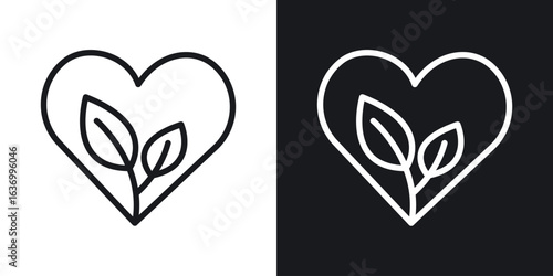 Leaf heart vector icon. Design graphic in outline style illustration.