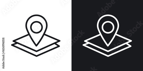 Land layer location vector icon. Design graphic in outline style illustration.