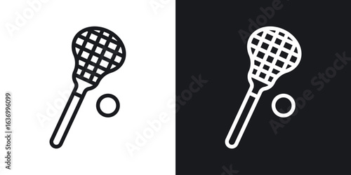 Lacrosse stick ball vector icon. Design graphic in outline style illustration.