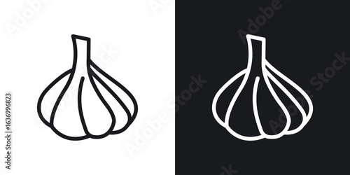 Garlic vector icon. Design graphic in outline style illustration.