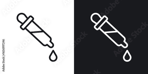 Eye dropper half vector icon. Design graphic in outline style illustration.