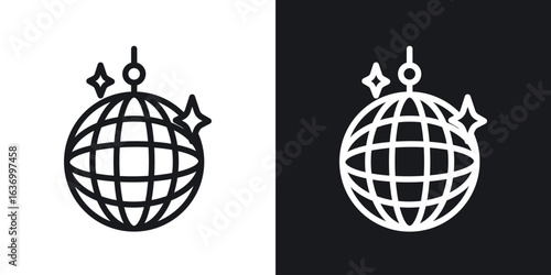 Disco ball vector icon. Design graphic in outline style illustration.