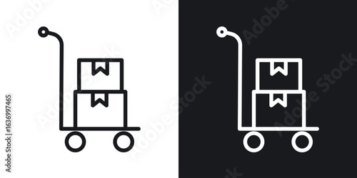 Dolly flatbed vector icon. Design graphic in outline style illustration.