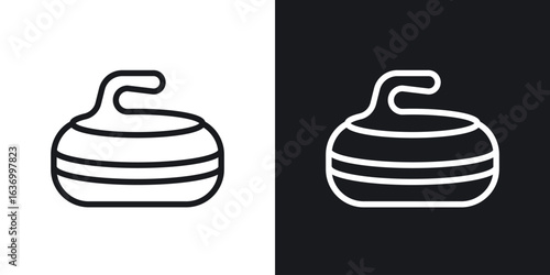 Curling stone vector icon. Design graphic in outline style illustration.