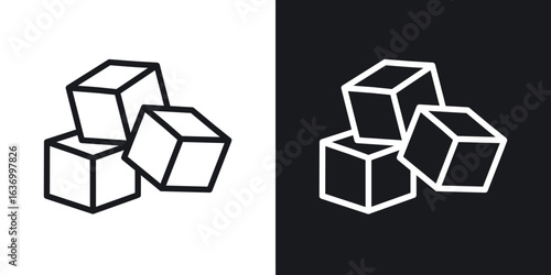 Cubes vector icon. Design graphic in outline style illustration.