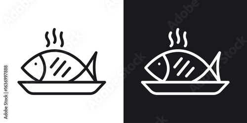 Cooked Fish vector icon. Design graphic in outline style illustration.