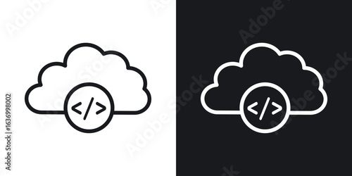 Cloud code vector icon. Design graphic in outline style illustration.