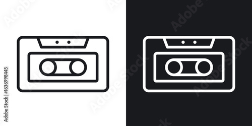 Cassette tape vector icon. Design graphic in outline style illustration.