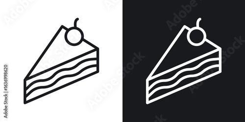 Cake-slice vector icon. Design graphic in outline style illustration.