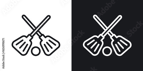 Broom-ball vector icon. Design graphic in outline style illustration.