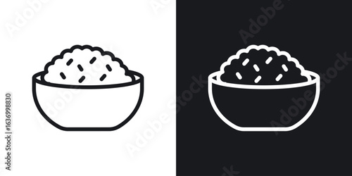 Bowl rice vector icon. Design graphic in outline style illustration.