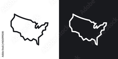 America map vector icon. Design graphic in outline style illustration.