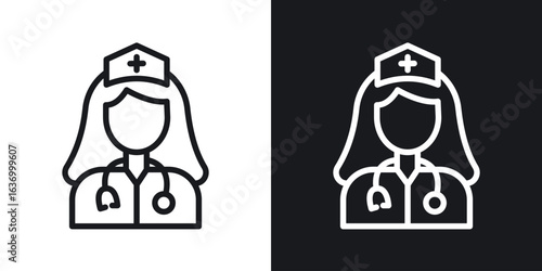 nurse vector icon. Design graphic in outline style illustration.