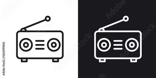 Radio vector icon. Design graphic in outline style illustration.