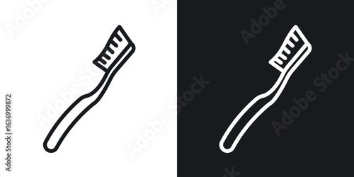 Toothbrush vector icon. Design graphic in outline style illustration.