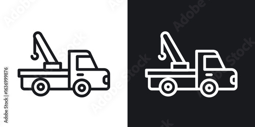 Tow truck vector icon. Design graphic in outline style illustration.