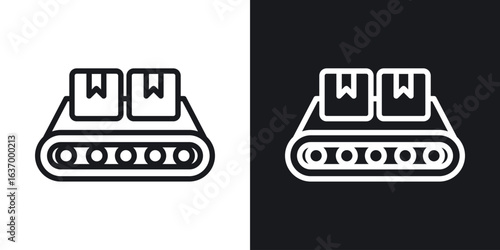 Conveyor belt vector icon. Design graphic in outline style illustration.