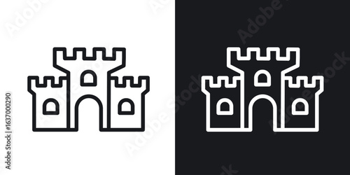 Castle vector icon. Design graphic in outline style illustration.