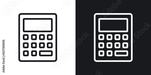Calculator vector icon. Design graphic in outline style illustration.